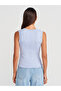 10750 Corded Fine Textured Knitwear Blouse-Blue - 2