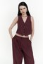 Anka Linen Claret Red Vest Trousers Set