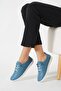 Negade Sole Stitched Genuine Leather Women's Shoes Denim Blue Skin - 3