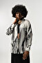Women's Striped Patterned Oversize Cut Shirt - 2