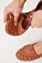 Laner Stitching Saddled Genuine Leather Women's Shoes Tan Skin - 5