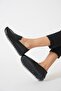 Posyer Sole Stitched Moccasin Genuine Leather Shoes Black Skin - 2