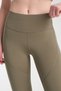 Women's Khaki Colored High Waist Tightening Korean Fabric Sports Leggings