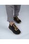Black Stretch Gold Color Stoned Women's Sneakers