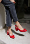 Dorado Women's Red Patent Leather Thick Heel Slingback Heeled Shoes - 7