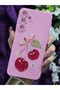 Pink Silicone Phone Case with Cherry Pattern for Samsung Galaxy A55 / Samsung A35 Compatible - 2