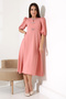 Watermelon Sleeve Midi Dress with Metal Accessories - Powder - 5