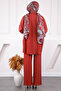 Burgundy Single Pocket Oversized Tensel Tunic Trouser Set - 3
