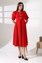 Watermelon Sleeve Metal-Accented Midi Length Dress Red