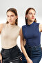 Women's Cream Navy Blue 2-Piece Sleeveless Body