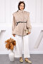 Beige Shoulder Epaulette Belted Trench Coat - 2