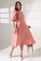 Watermelon Sleeve Midi Dress with Metal Accessories - Powder - 2