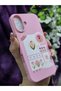 iPhone 16 Compatible Rose Patterned Hard Silicone Pink Phone Case - 3