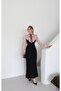 Women's Imported Glittery Yoryo Chiffon Fabric Lace-Detail Pleated Ribbon-Accented Lined Special Design Dress - 5