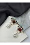 Gold Detailed Red Stone Bee Figured Brand Model Design Earrings - 3