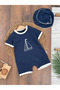 Sail Embroidered Hat and Snap Fastener Bottom Summer Baby Boy Jumpsuit - 2