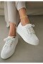Mıla White Sneaker High Lace-Up Canvas Original Linen Sports Shoes Kotnel - 3
