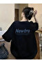 Printed Oversize Crew Neck T-Shirt - Black
