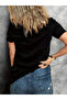 Printed Oversize Crew Neck T-Shirt - Black - 4