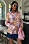 Batik Patterned Satin Shirt 3409