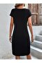Women's Short Sleeve Crew Neck Viscose Two Thread Dress - 6