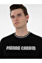 Pi̇erre Cardi̇n Men's Cycling Collar Printed 100% Cotton Black T-Shirt - 2