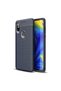 Mi Mix 3 Case Leather Pattern Luxury Niss Silicone Navy Blue + Glass Screen Protector