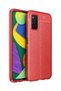 حافظة لهاتف Galaxy A03S من الجلد بنمط فاخر من السيليكون باللون الأحمر + واقي شاشة شبح