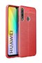 حافظة Huawei P40 Lite E جلدية فاخرة من السيليكون الأحمر نيس الفاخر + واقي شاشة زجاجي
