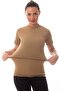 Short Sleeve Sand Beige Round Collar Microfiber Nano Iclik Tisort - 2