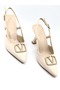 Feles V Buckle Women's Heeled Shoes Tan - 3