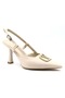 Feles V Buckle Women's Heeled Shoes Tan