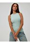 Halter Neck Camisole Combed Cotton Women's Bodysuit (Black-White-Green) - 3