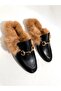 046-805 Women's Black Fur Inside Slippers - 3