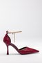 Eye-Catching and Stylish Heeled Shoes Special Gold Ankle-Length Belt Pair Burgundy Patent Leather Shoes Burgundy Stiletto - 3