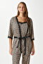 Women's Betty Leopard 3 Pack Dressing Gown Rope Strap Lace Ribbed Knitted Pajama Set - 2