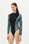 Skirted Tights Full Covered Hijab Swimsuit C13059 Green/Black - 4