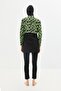 Patterned Gathered Waist 4-Piece Hijab Swimsuit 6220 Green/Black - 7