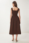 A-Line Midi Woven Dress Brown Lwf0026 - 5