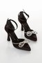 Stiletto Satin Women's Stylish Evening Dress Heeled Shoes with Stones - 2
