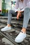 Lace-up Men's Sports Shoes White White - 4