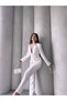 Women's Buckle Belt, Detailed Snap-Front Jacket, and Palazzo Pants—A Stylish Suit - 5