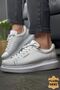 Lace-Up Genuine Leather Men's Sports Shoes White - 2