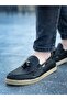 Tasseled Crocodile Printed Men's Casual Shoes Black - 3