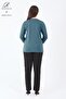 Women's Emerald Stripe Floral Patterned Stoned Slit Lycra Viscose Mother Combed Cotton Blouse - 6