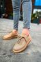 Lace Detailed Knitwear Fabric Men's Sports Shoes Tan - 4