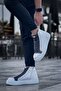 Zippered Lace Detailed Men's Sneaker Boots White Anthracite - 2