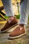 Plain Knitwear Fabric Men's Casual Shoes Brown - 3