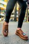 Elastic Buckle Detailed Men's Sports Shoes Tan - 4