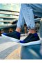 Lace-Up Men's Sneaker Boots Black Cobalt Blue - 5